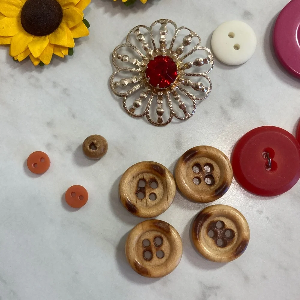 Scrapbooking Embellishments Flowers, Embroidered Accents, Buttons
